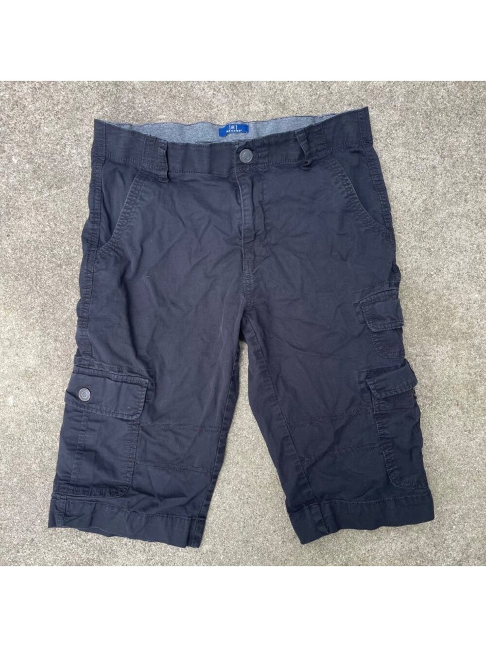 Vintage Y2K Cropped Black Cargo Cotton Capri Pants Womens 30 Waist Grunge Emo